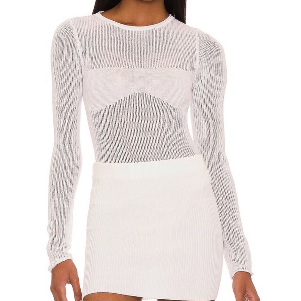 NWT H:ours Aya Mesh Top In White Glow